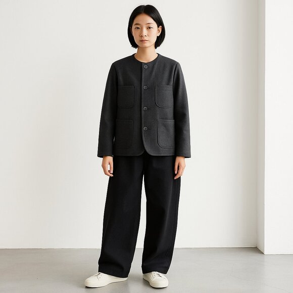 Engineered Garments Round Collar Wool Jacket | Charcoal Gray | Size 3 - Picture 1 of 16